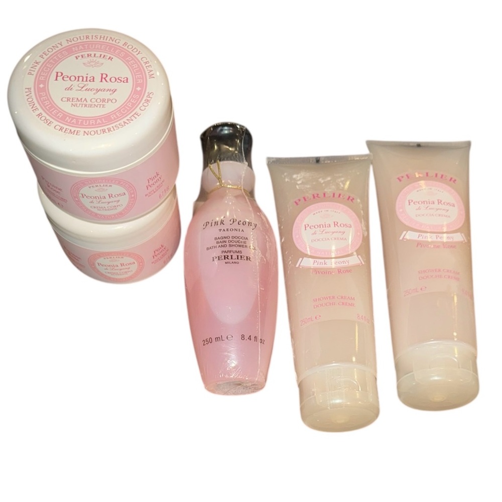 PERLIER Pink Peony Paeonia Bath/Shower Gel Body Wash & Creams NEW/Sealed (5)